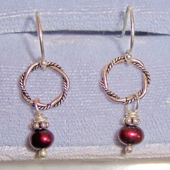 Red Pearl Dangle Earrings - Picture 1 of 2
